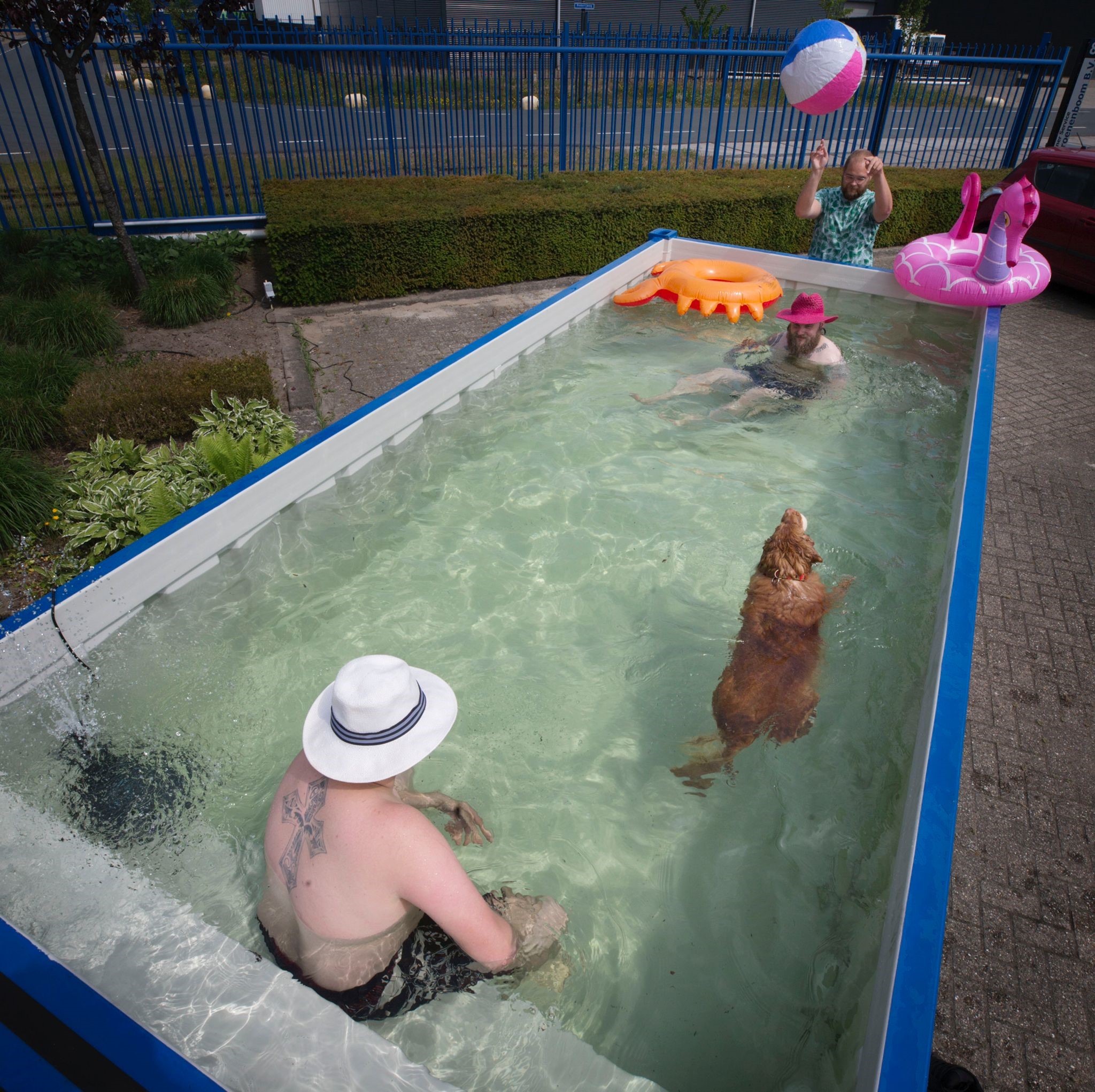 Dobberen in de zwembadcontainer - Groenenboom Container Projects & Coating